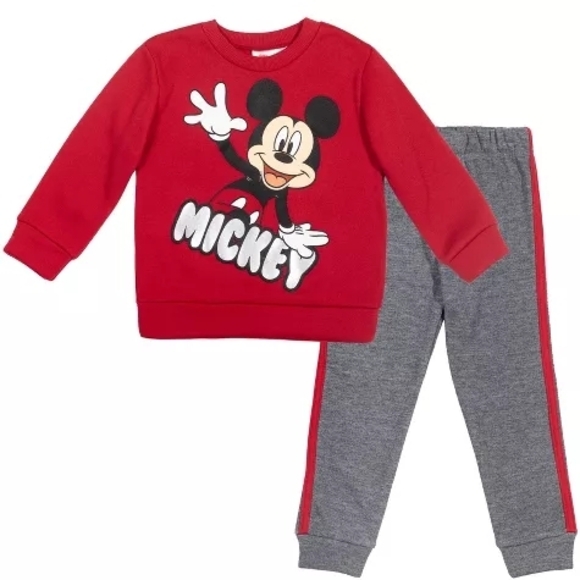 Disney Other - Disney Mickey Mouse Boys 7-8 2-Pc Set: Pullover Sweatshirt Jogger Pants Red/Gary